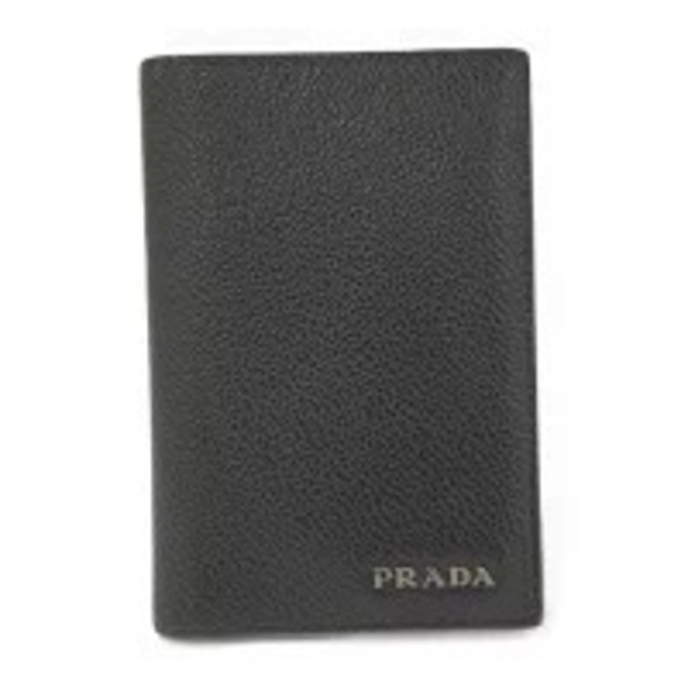 Prada Card Case Wallet Leather Black